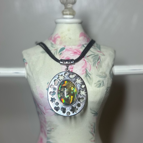 Jewelry - Silver Pendant Necklace with Colorful Gem